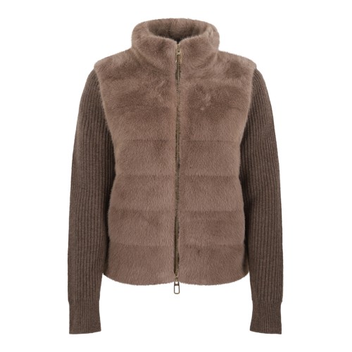 Duno Brown Faux Fur and Knit Jacket.