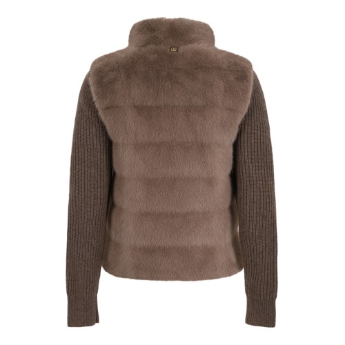 Duno Brown Faux Fur and Knit Jacket. 2