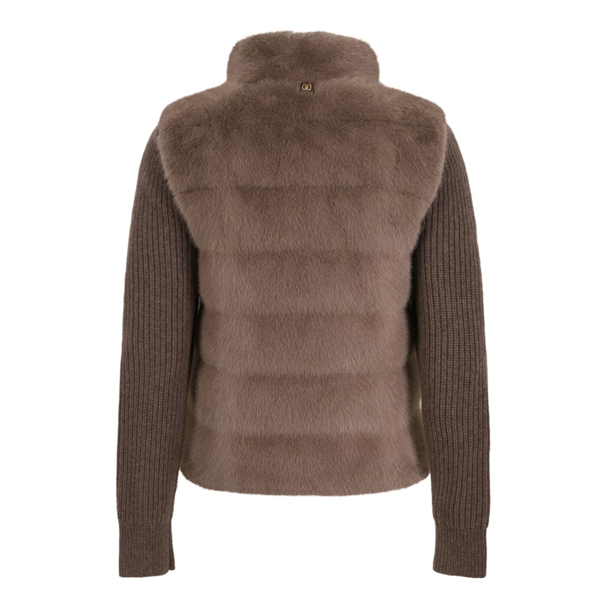 Duno Brown Faux Fur and Knit Jacket.