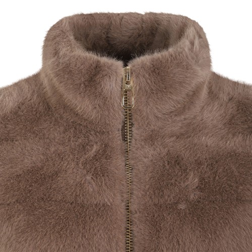 Duno Brown Faux Fur and Knit Jacket.