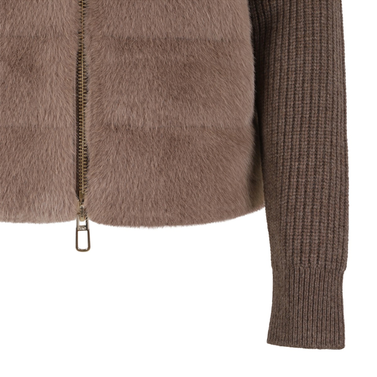 Duno Brown Faux Fur and Knit Jacket.