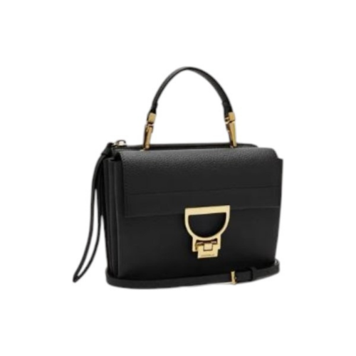 Coccinelle Black Leather Top Handle Bag. 2