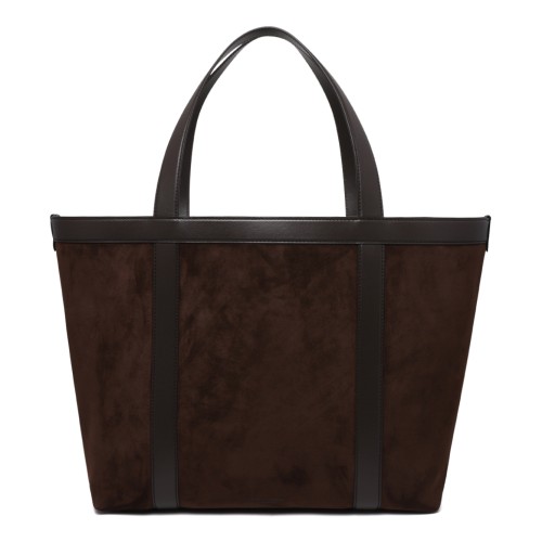 Dolce & Gabbana Dark Brown Suede Logo Tote Bag. 2