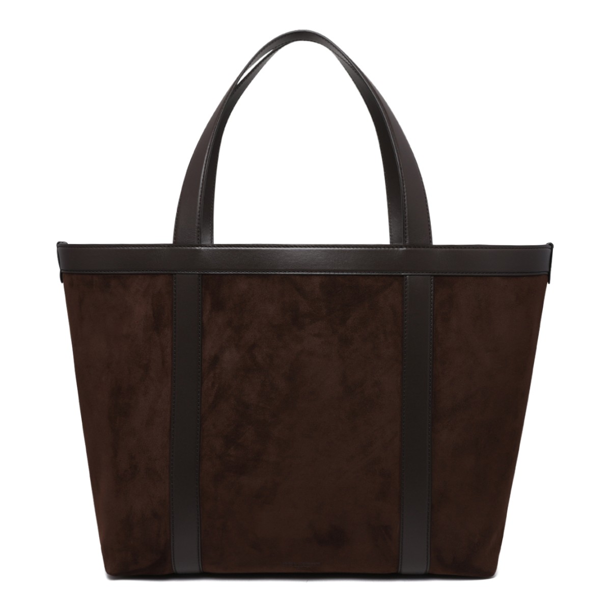 Dolce & Gabbana Dark Brown Suede Logo Tote Bag.