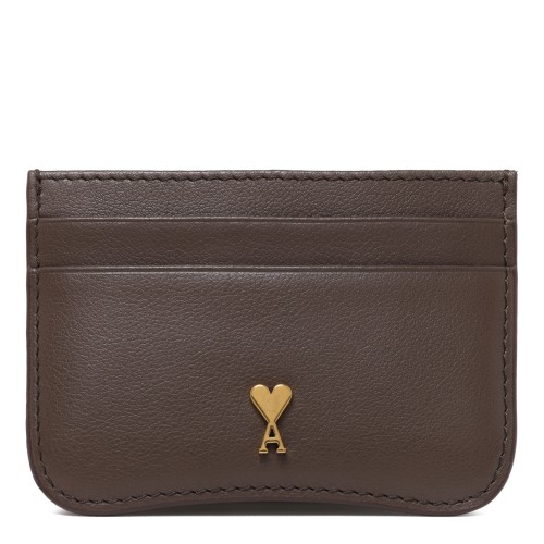 AMI Paris Brown Ami de Cur Leather Card Holder.