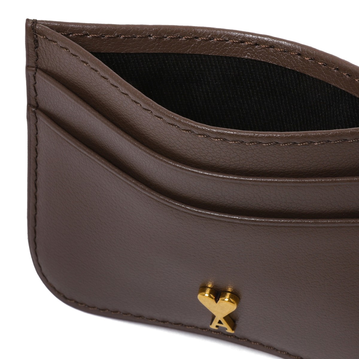 AMI Paris Brown Ami de Cur Leather Card Holder.