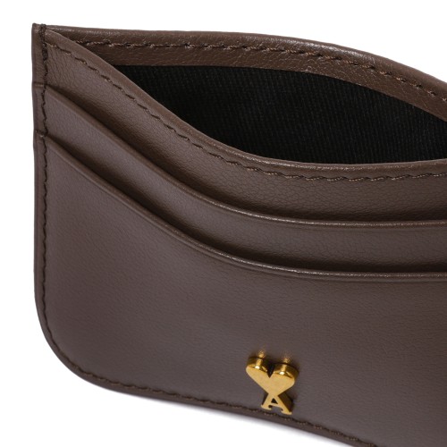 AMI Paris Brown Ami de Cur Leather Card Holder.
