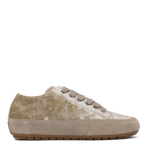 Candice Cooper Beige Textured Low-Top Sneakers.