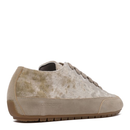 Candice Cooper Beige Textured Low-Top Sneakers.