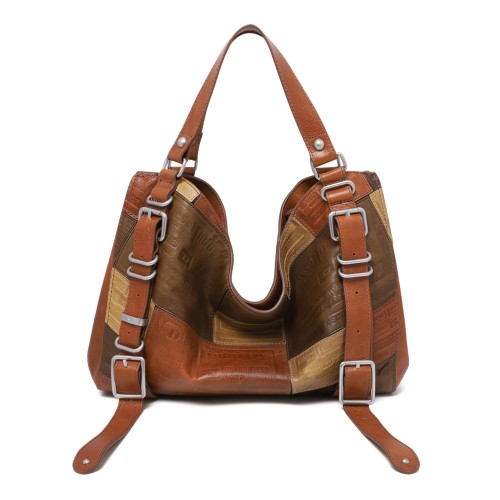 Diesel Brown Patchwork Shoulder Bag.