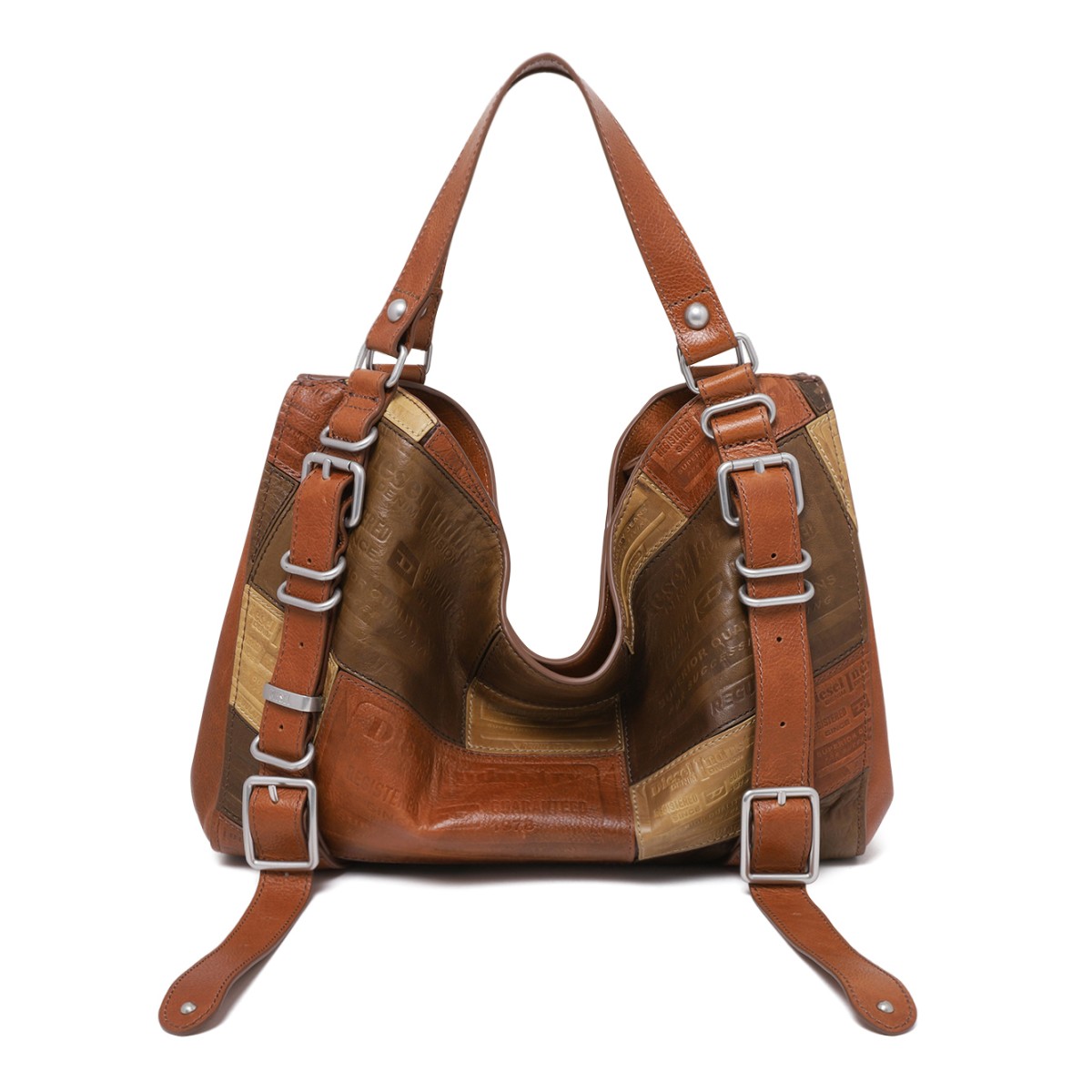 Diesel Brown Patchwork Shoulder Bag.