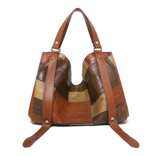 Diesel Brown Patchwork Shoulder Bag. 2