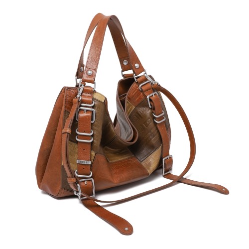 Diesel Brown Patchwork Shoulder Bag.