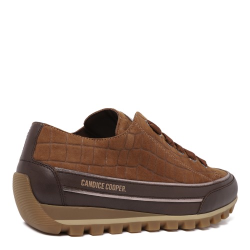 Candice Cooper Brown Croc-Effect Sneakers.