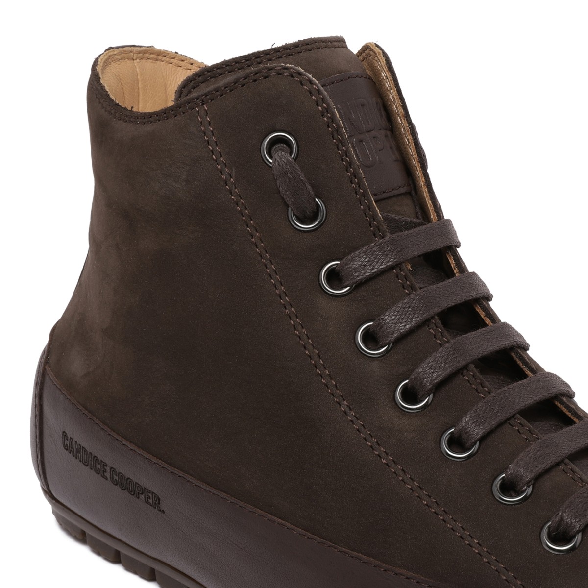 Candice Cooper Brown Suede High-Top Sneakers.