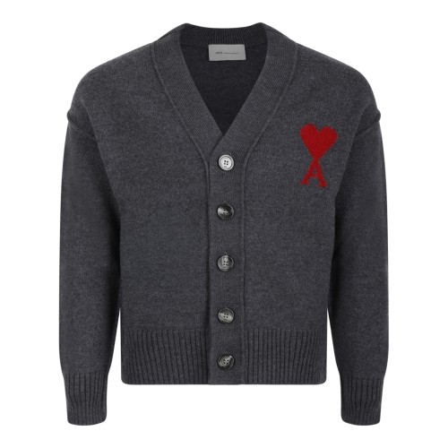 AMI Paris Grey Ami de Cur Cardigan.