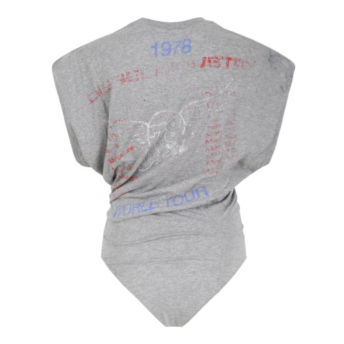 Diesel Grey Graphic Draped Bodysuit. 2