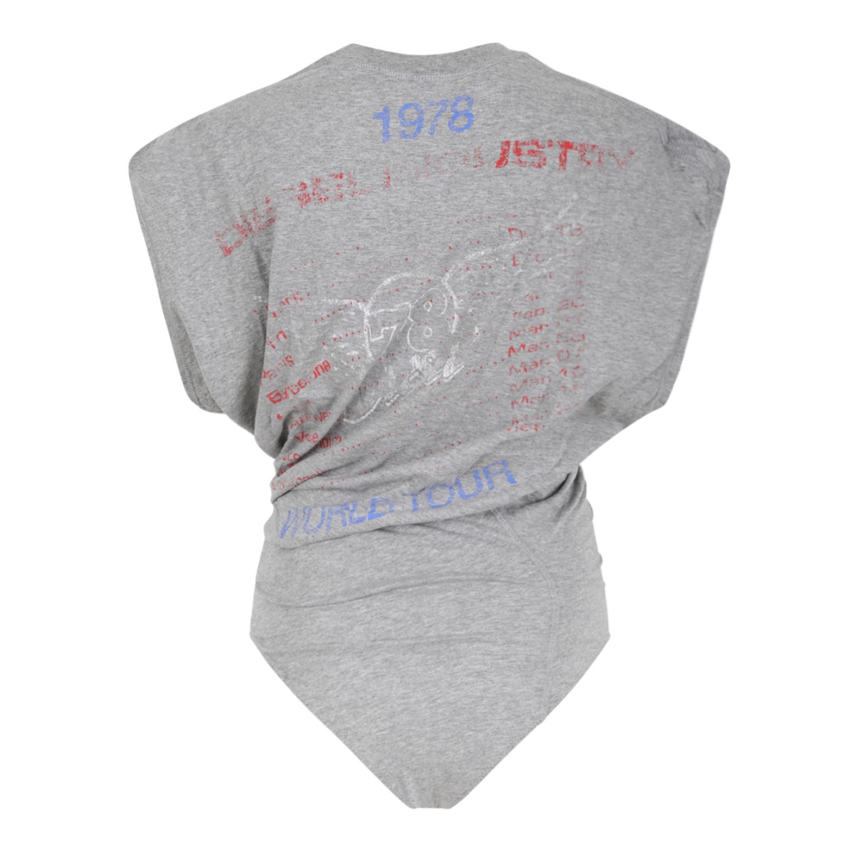 Diesel Grey Graphic Draped Bodysuit.