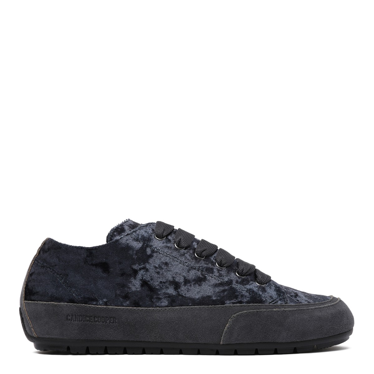 Candice Cooper Black Textured Low-Top Sneakers.