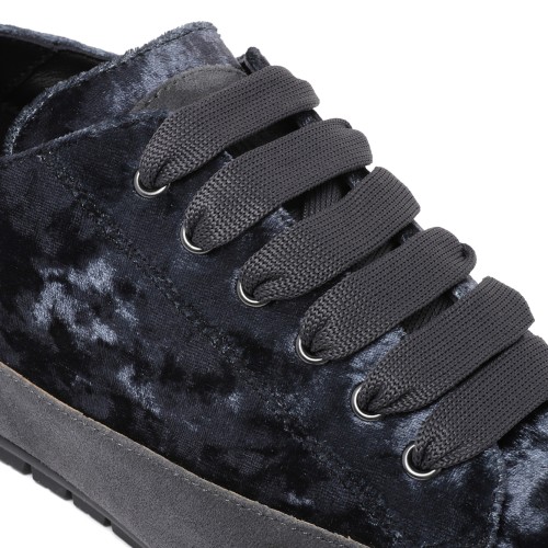 Candice Cooper Black Textured Low-Top Sneakers.