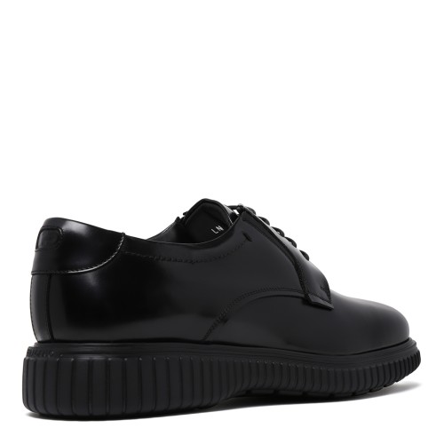 Ferragamo Black Leather Derby Shoes.
