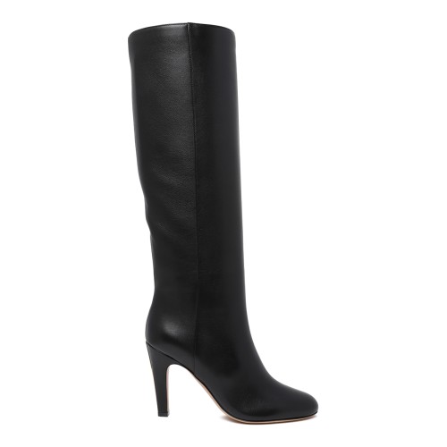 Ferragamo Black Leather Knee-High Boots.