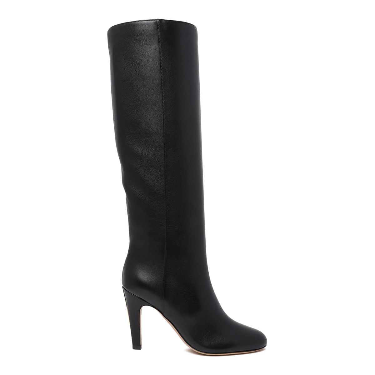 Ferragamo Black Leather Knee-High Boots.