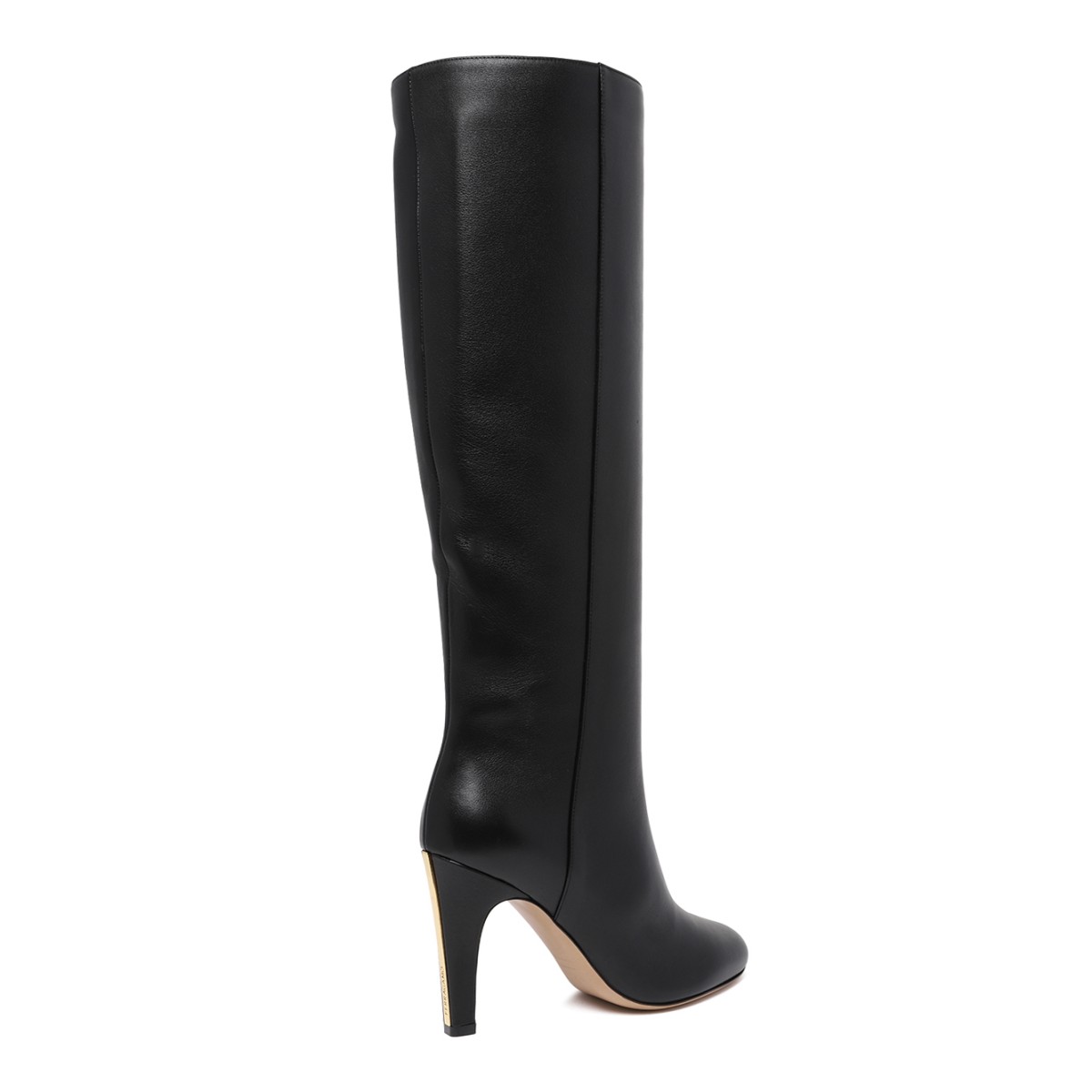 Ferragamo Black Leather Knee-High Boots.