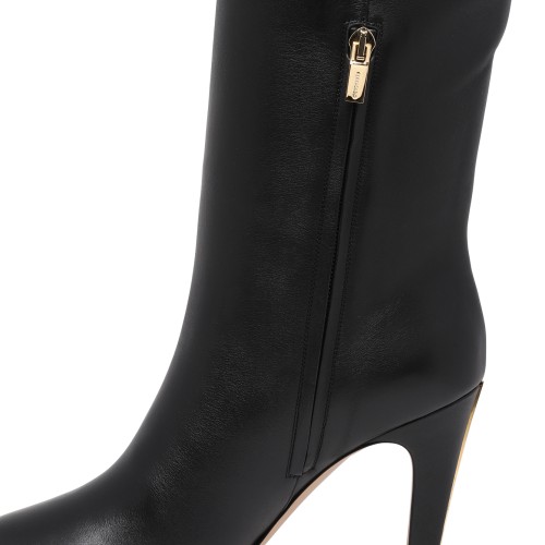 Ferragamo Black Leather Knee-High Boots.