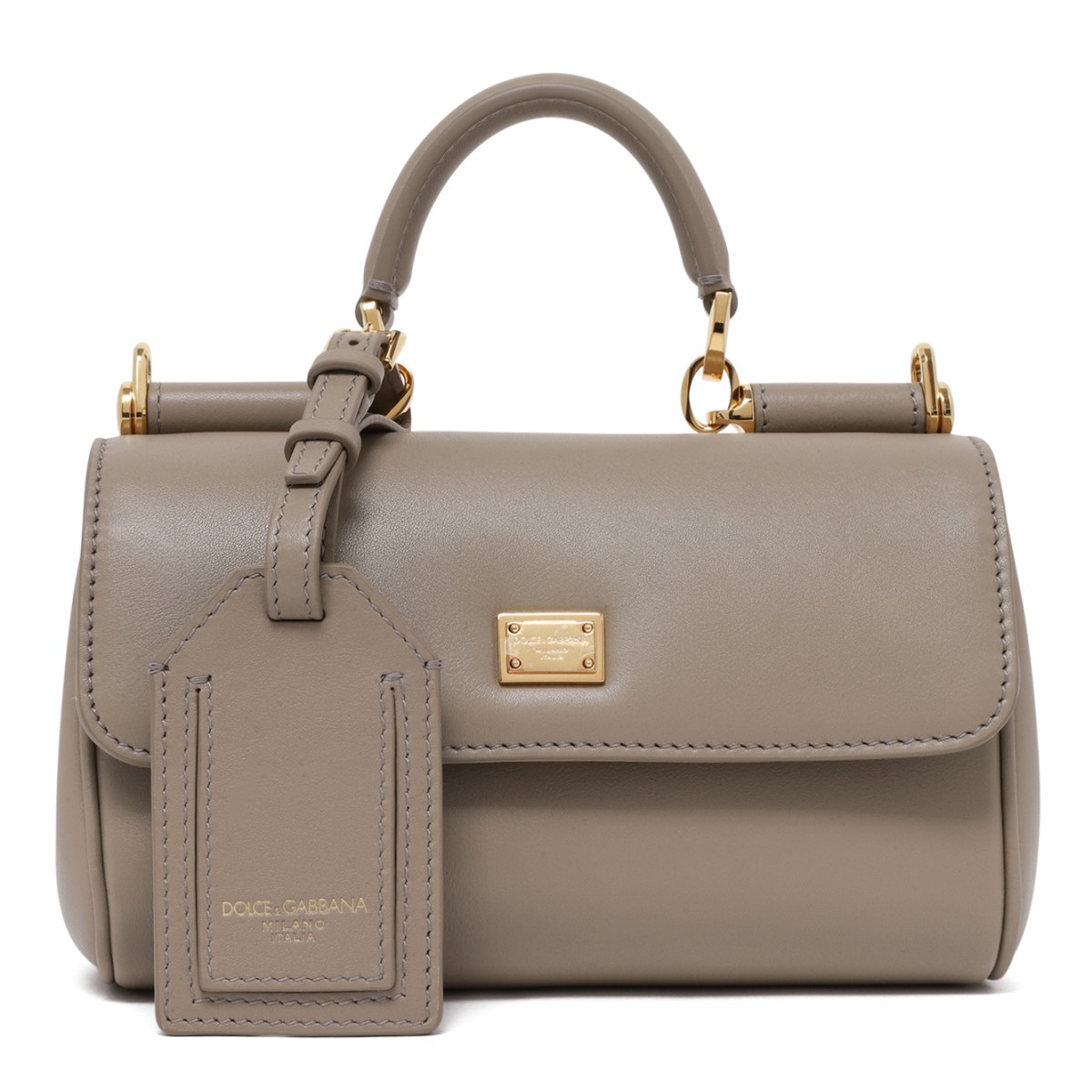 Dolce & Gabbana Taupe Leather Top Handle Bag.