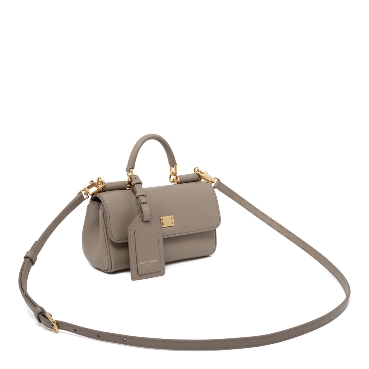 Dolce & Gabbana Taupe Leather Top Handle Bag.
