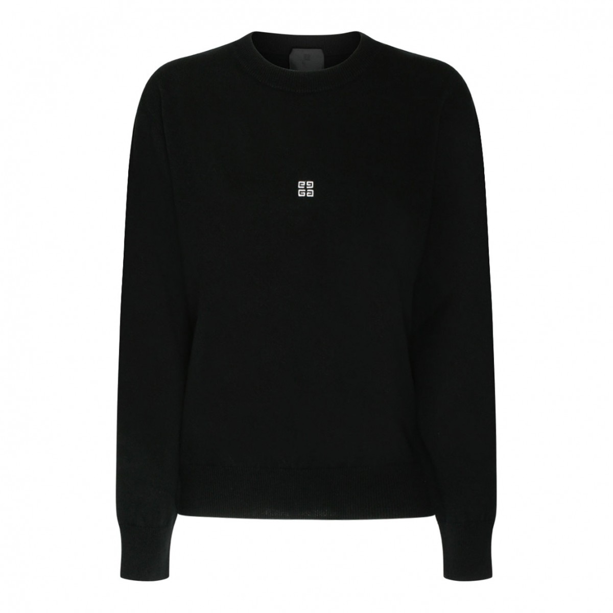 Givenchy Black Wool 4G Logo Embroidered Pullover.