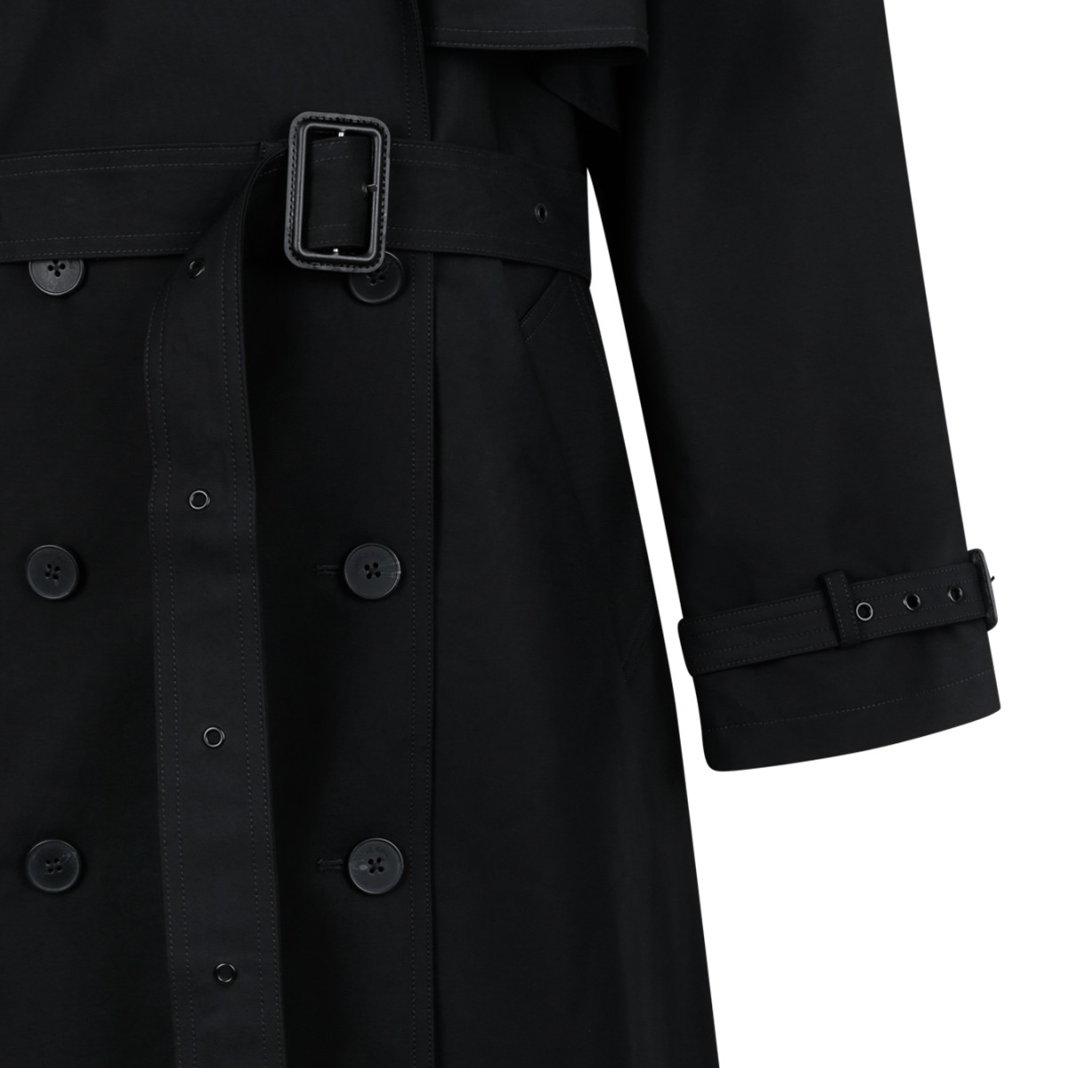 Anine Bing Black Double-Breasted Trench Coat.