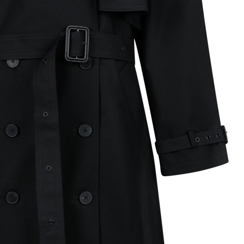 Anine Bing Black Double-Breasted Trench Coat.