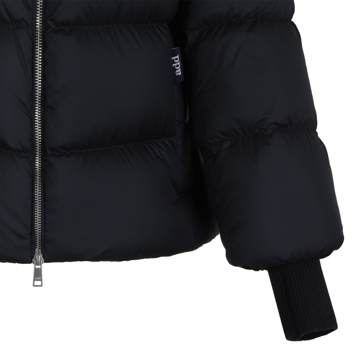 ADD Black Hooded Puffer Jacket.