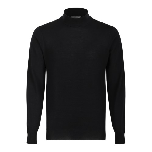 Drumohr Black Mock-Neck Sweater.