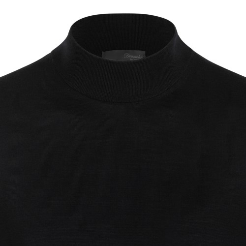 Drumohr Black Mock-Neck Sweater.