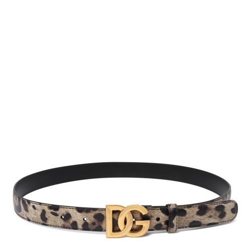 Dolce & Gabbana Leopard-Print DG Logo Belt.