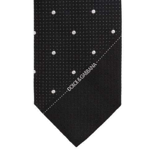 Dolce & Gabbana Black Polka Dot Silk Tie. 2