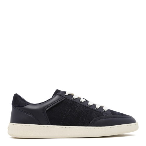 Ferragamo Black Leather Low-Top Sneakers.