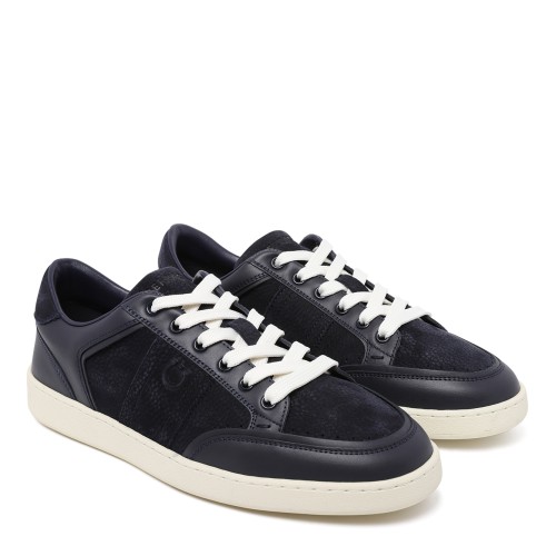Ferragamo Black Leather Low-Top Sneakers. 2