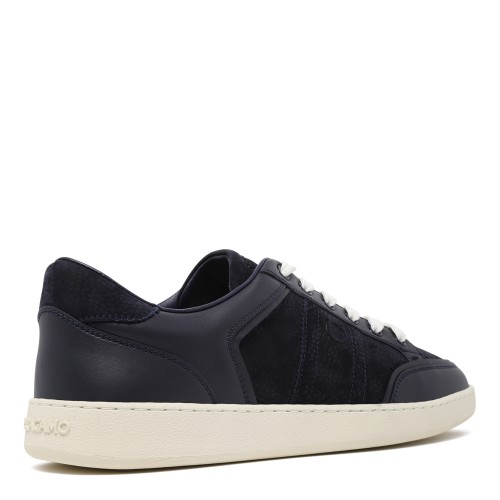Ferragamo Black Leather Low-Top Sneakers.