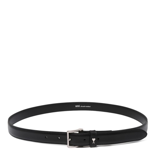AMI Paris Black Ami de Cur Leather Belt.