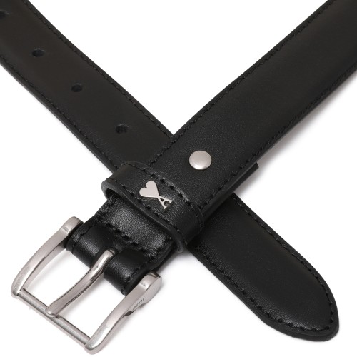 AMI Paris Black Ami de Cur Leather Belt. 2