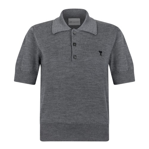 AMI Paris Grey Ami de Cur Polo Shirt.