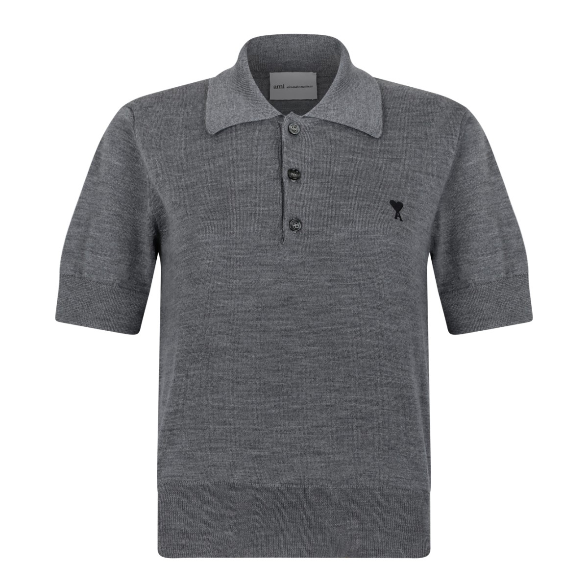 AMI Paris Grey Ami de Cur Polo Shirt.