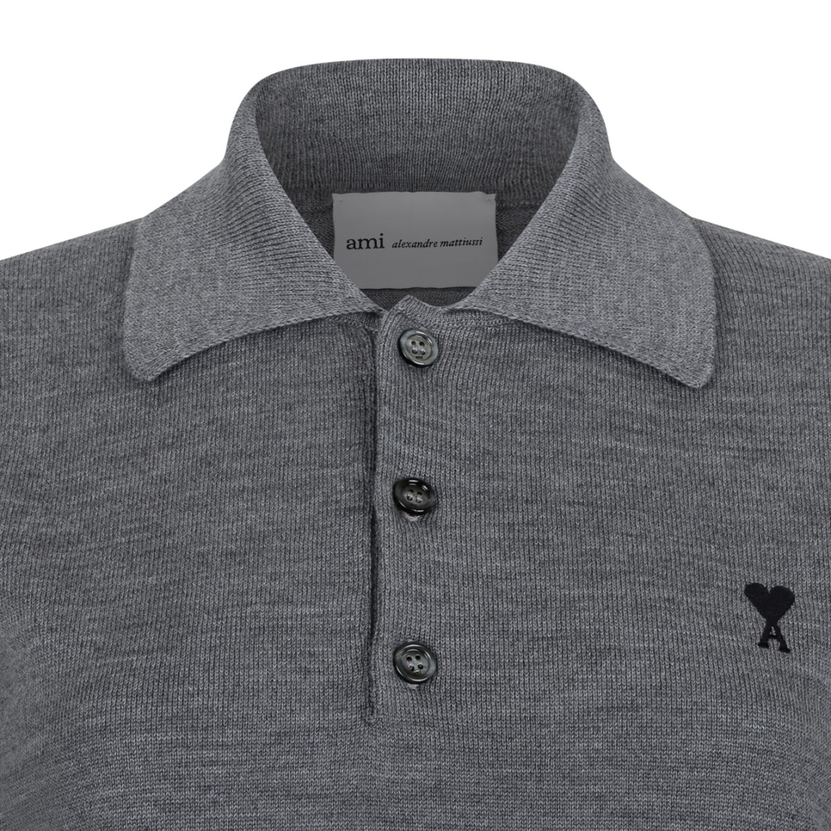 AMI Paris Grey Ami de Cur Polo Shirt.