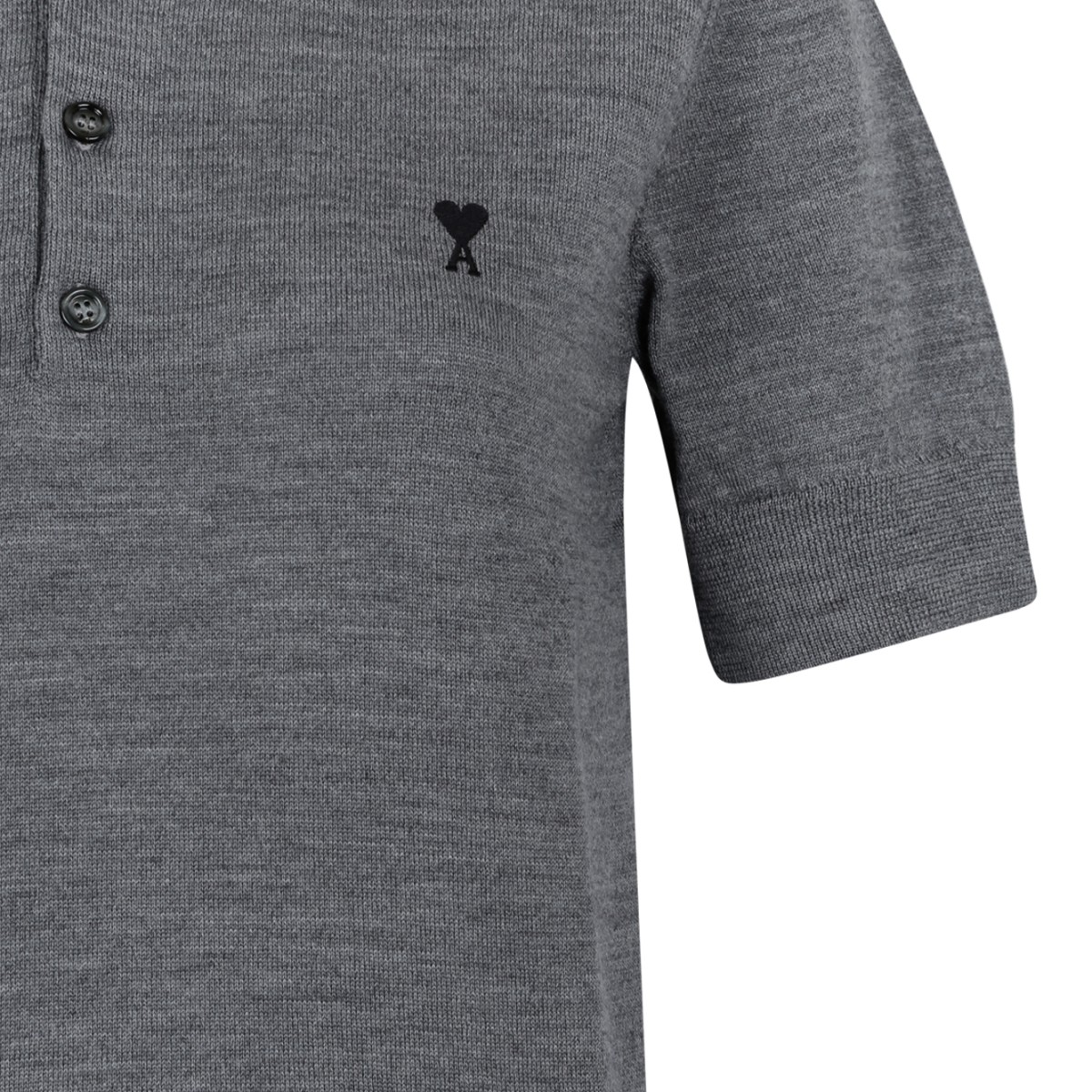 AMI Paris Grey Ami de Cur Polo Shirt.