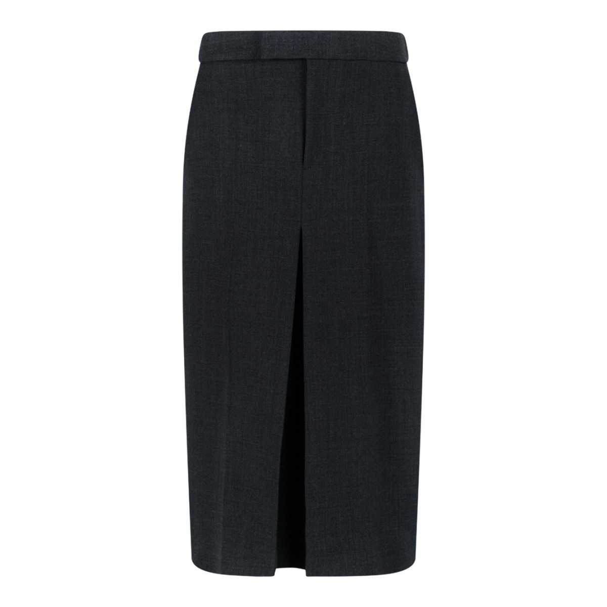 Douuod Dark Grey Front-Slit Midi Skirt.