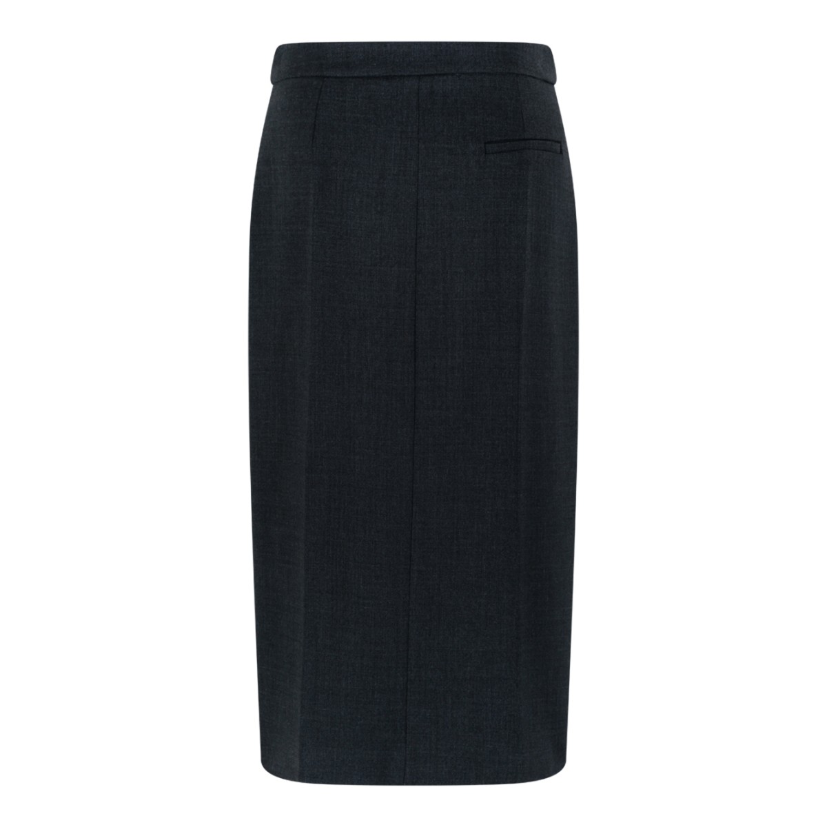 Douuod Dark Grey Front-Slit Midi Skirt.